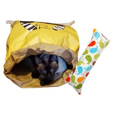 HEALING TIME BTOB 貓咪秘密紙屋 NH-061 + 大號貓薄荷抱枕 隨機出貨, 黑色 + 黃色, 1個