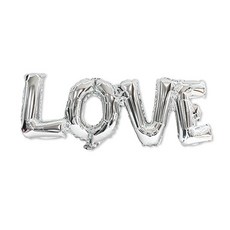 Wow Party Korea 超級造型 LOVE 氣球, 銀色, 3入