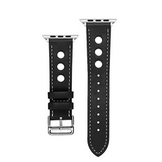 뷰씨 애플워치 3/4/5 랠리홀 가죽 밴드 (38/40mm 호환 가능), 블랙, 1개