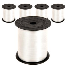 WOW PARTY KOREA 大號捲邊緞帶 5入, 白色, 90m