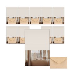 三個六點設計文具微風 20p + 信封 10p 套組, 混色, 1套