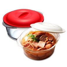 락앤락 간편글라스 냄비용기 레드 + 화이트, 1세트