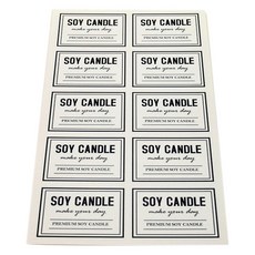 Ganggun Shop 蠟燭容器標籤貼紙 白色簡約大豆蠟燭 10入, 混色, 10個