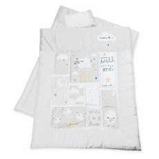 BABY&I 印花薄被+床墊+枕頭, 灰色