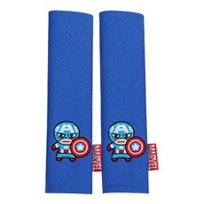 마블 성인 히어로 안전벨트 커버, 캡틴아메리카 블루, 2개