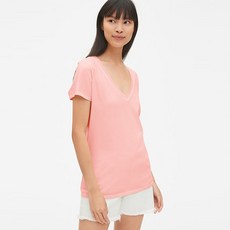 갭 여성용 빈티지 브이넥 반팔 티셔츠
