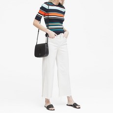 바나나리퍼블릭 여성용 하이 웨이스트 와이드 레그 크롭 진