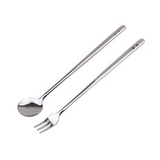 Bloom at home 時尚磨砂長柄湯匙叉子組, 1套