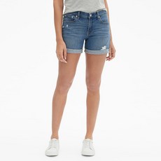갭 여성용 미드 라이즈 디스트레스 데님 숏 팬츠