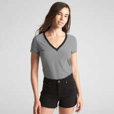 갭 여성용 스트라이프 빈티지 브이넥 티셔츠