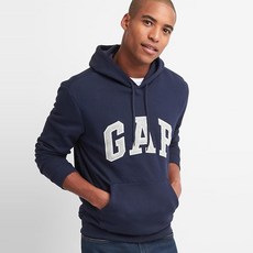 GAP 男式徽標抓絨套頭連帽衫