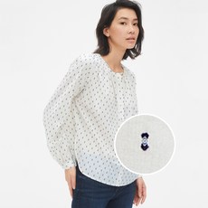 갭 여성용 클립 도트 셔드 긴팔 버튼 프론트 블라우스