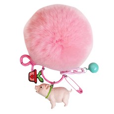 Interpop小狗毛球鑰匙圈 粉紅狗, 1個