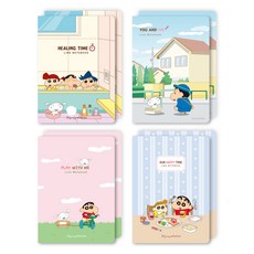 플라잉웨일즈 짱구는못말려 라인 중철노트 S ver2 32매 4종 세트, 너와나, 행복한시간, 나랑놀자, 힐링타임, 2세트
