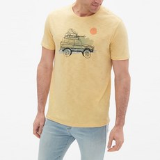 갭 남성용 슬럽 저지 그래픽 크루 넥 티셔츠