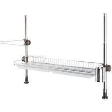 頂天立地單層餐具瀝水架+半透明托盤, 單色