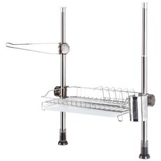 頂天立地單層餐具瀝水架+半透明托盤, 單色