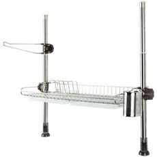 頂天立地單層餐具瀝水架+半透明托盤, 單色