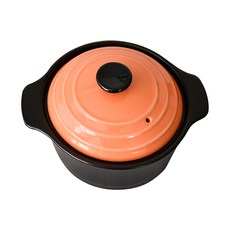 PRELUDE 雙耳陶瓷砂鍋+蓋子 橘色, 小(直徑13.4cm*高 6.5cm), 1個