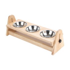 Dio Pet可調高度原木寵物餐具 3格, 混色, 1個