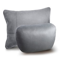 3S 車用頸枕 + 腰靠墊, 灰色, 1個