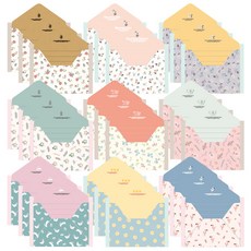 Tok Tok 花式花朵迷你信封卡片套裝 9 件, 混色, 3套