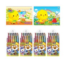 지구화학 뽀로로 미니색연필 12색 4p + 노랑병아리 스케치북 랜덤 발송 2p, 혼합 색상, 1세트