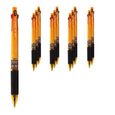 자바펜 초저점도 유성 3색볼펜 제트3볼 0.38mm, 옐로우, 12개