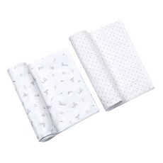 BABY&I 兔子印花包巾+粉色愛心包巾