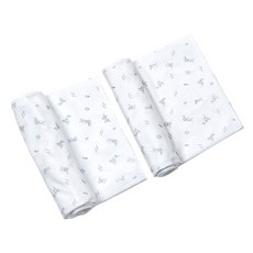 BABY&I 兔子印花包巾 藍色+粉色