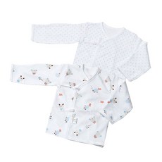 BABY&I 嬰兒小熊印花肚衣 藍色+心形點點肚衣 藍色