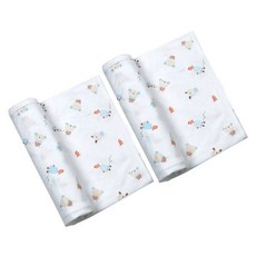 BABY&I 小熊印花包巾 2入