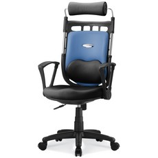 청심의자 피치 K-2 하트요추형 의자 우레탄 바퀴 올메쉬, 블루