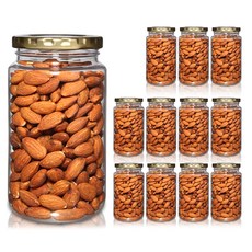 Tritan材質透明食物儲存罐, 金色, 500ml, 12個