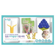 앙쥬 치발기 바나나 + 포도 세트, 혼합 색상, 3개월~