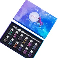 迷你翡翠水晶玻璃鋼筆+墨水 12入, 一個