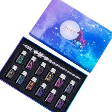 迷你翡翠水晶玻璃鋼筆+墨水 12入, F