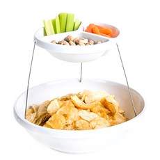 Fozzils 雙層折疊派對零食盤, 白色的, 1個