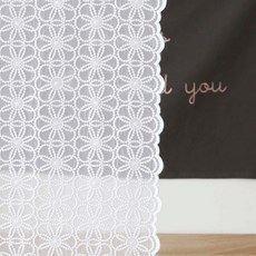 DECOTONIK 雪花刺繡蕾絲窗簾, 米白色