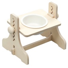 HEALING TIME BTOB 寵物高度可調原木餐桌 陶瓷1口, 白色, 1個