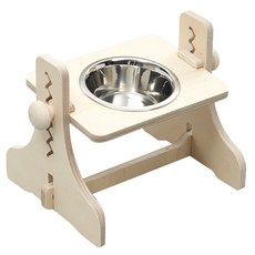 HEALING TIME PET 寵物高度可調原木餐桌 不鏽鋼 1口, 混合顏色, 1個