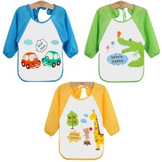 JOY MULTI 男童圖案防水圍兜 3入組, 隨機出貨, 1組