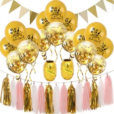 미니띠네 파티 삼각가렌드 테슬 가랜드 혼합세트, 골드, 1세트