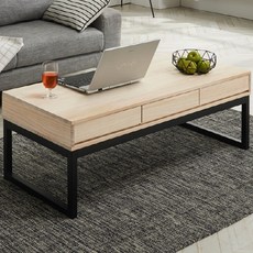 즐거운가구 뉴 심플라인 원목 철제 서랍 좌식 테이블 1200, 혼합 색상