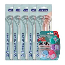 LifeTIME 夫婦舌頭清潔器2P x 5套組 +迷你牙科損失10m 4p, 1套