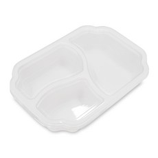 투고팩 3칸도시락 + 뚜껑 화이트 세트 SL-M3, 1개, 30세트