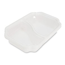 투고팩 2칸도시락 + 뚜껑 화이트 세트 SL-M2, 1개, 50세트
