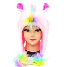 迷你띠네 彩虹獨角獸動物帽, 粉紅色, 1個