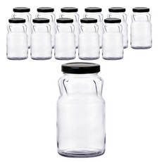 玻璃收納瓶 YS1000 1kg 12入+蓋子 12入+封口紙 12入, 1組