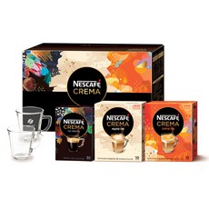 네스카페 크레마 윈터블렌드 3종 스페셜팩 + 글라스머그 2p, 바닐라향 라떼 + 오렌지향 라떼 + 다크 아메리카노, 1세트